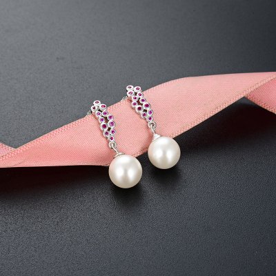 925 Sterling Silver Flower Pearl Wearing Earrings